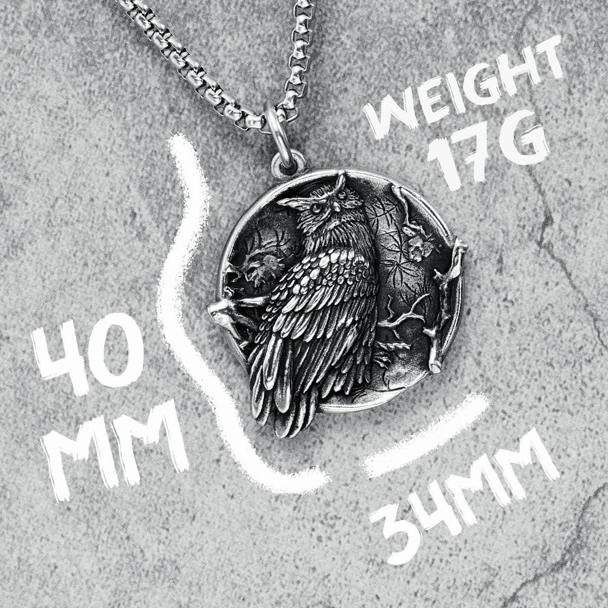 Night Owl Pendants Men Necklace 316L Stainless Steel Fortune Amulet Chain Rock Party for Friend Male Jewelry Best Gift Wholesale