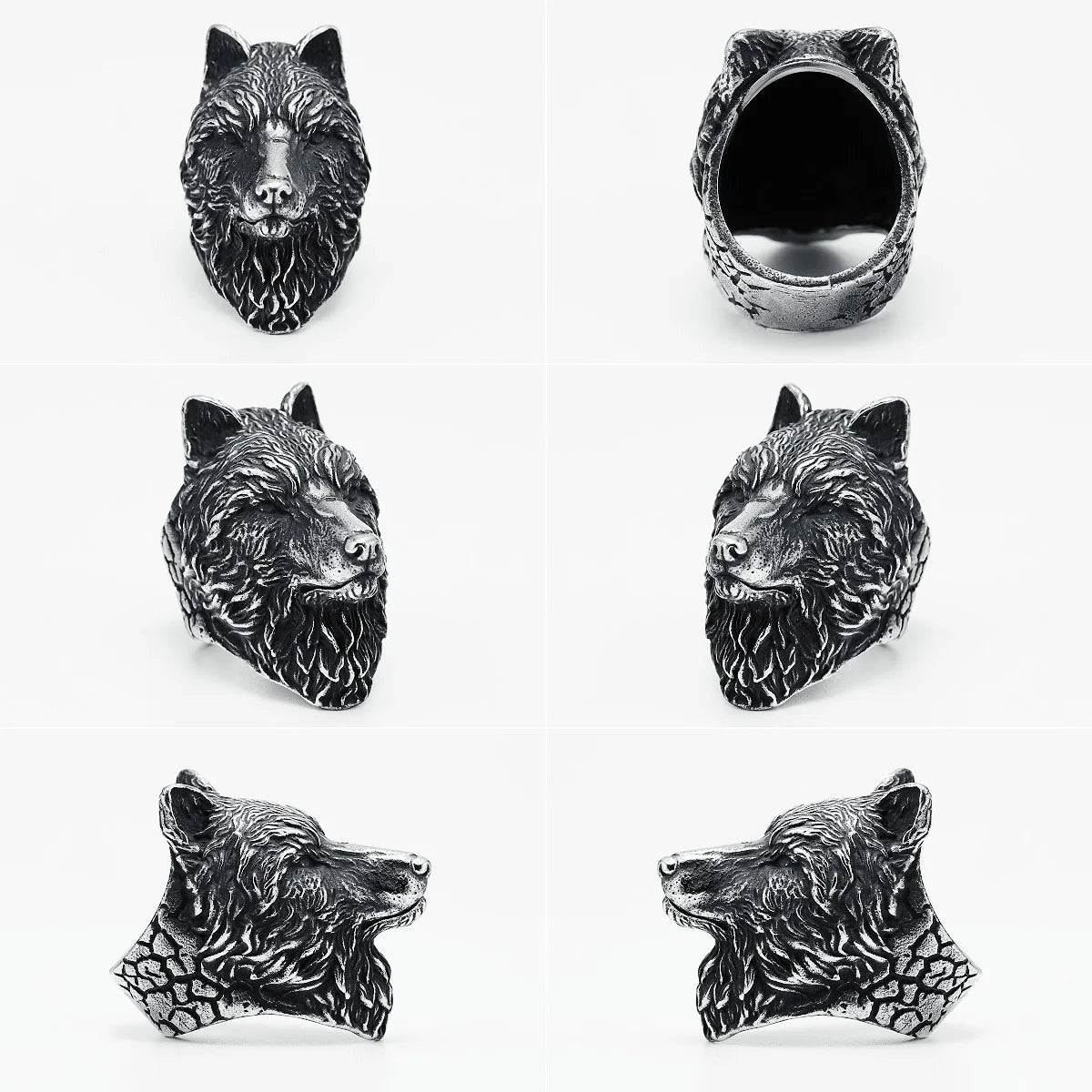 Wolf Rings 316L Stainless Steel Men Ring Forest Lead Wolf Rock Rap Hiphop for Biker Male Boyfriend Jewelry Best Gift Wholesale