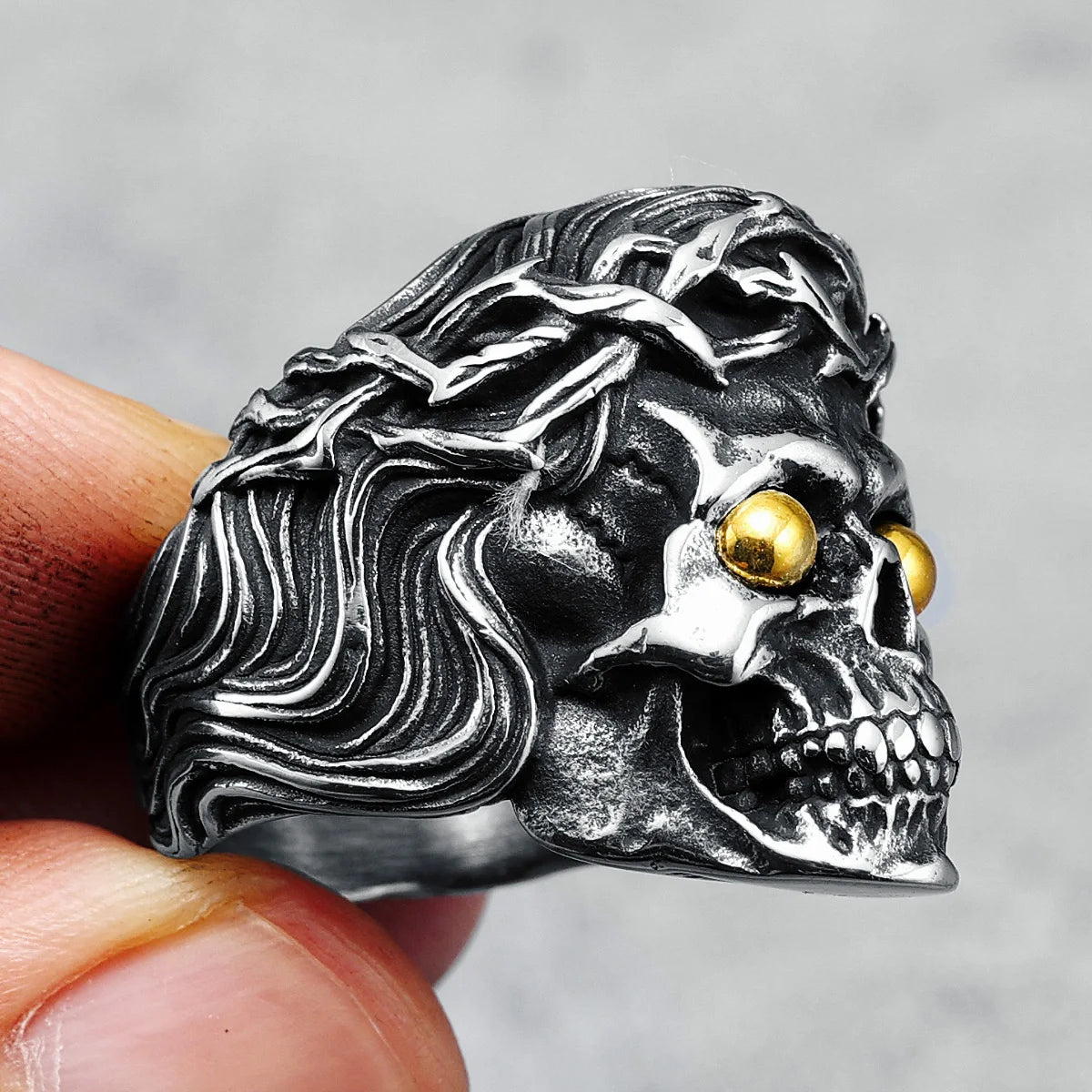 Totenkopf-Ring für Herren, Edelstahl 316L, Skelett, Mitternachts-Untoter, Rock-Punk, Gothic-Rap für Biker, männlicher Freund, Schmuck, kreatives Geschenk