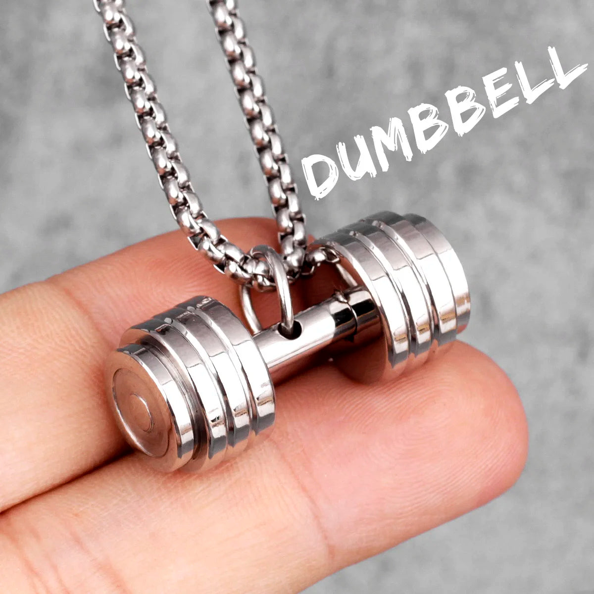 Dumbbell Men Necklaces 316L Stainless Steel Go Fit Pendant Fitness Muscles Bodybuilding Chain Punk Rock for Rider Jewelry Gift