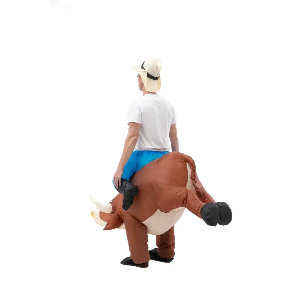 Disfraz inflable de montar a caballo y toro, divertido traje de vaquero y matador español para fiesta de Halloween y cosplay