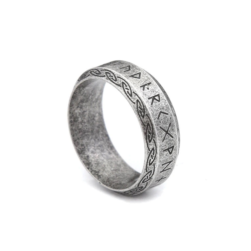 Nordic Vintage Viking Runes Ring For Men Women 316L Stainless Steel Simple Odin Letter Rings Fashion Couple Amulet Jewelry Gifts