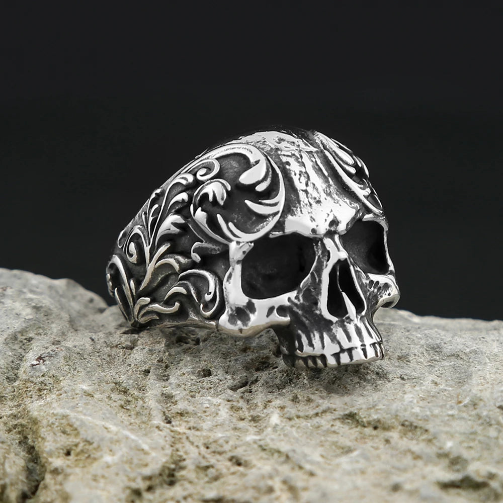 Fashion Vintage Skeleton Ring 316L Stainless Steel Gothic Biker Skull Rings For Men Women Charm Party Jewelry Gifts Dropshipping