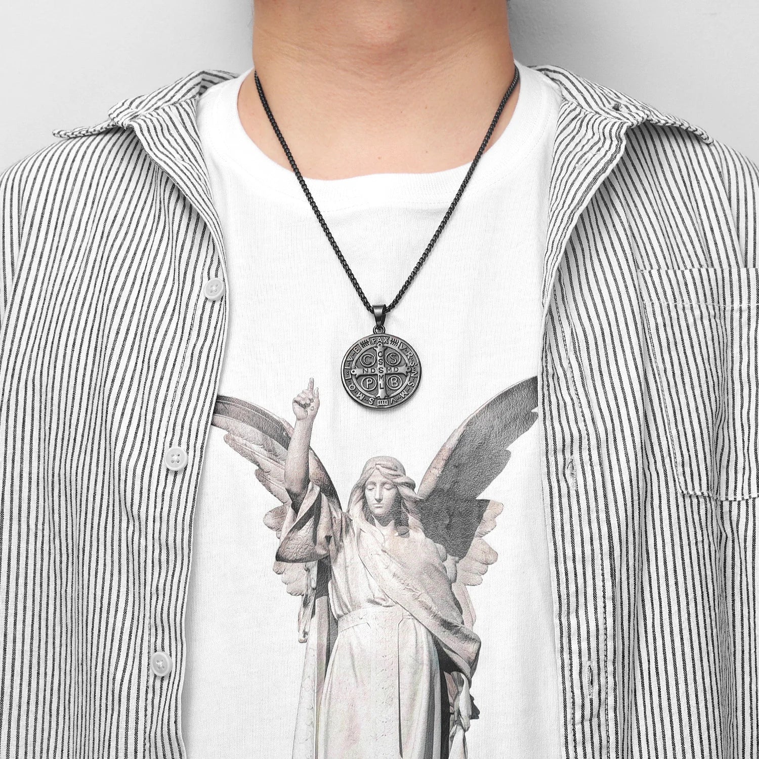 Catholic Saint Benedict of Nursia Exorcism Stainless Steel Pendant Necklaces