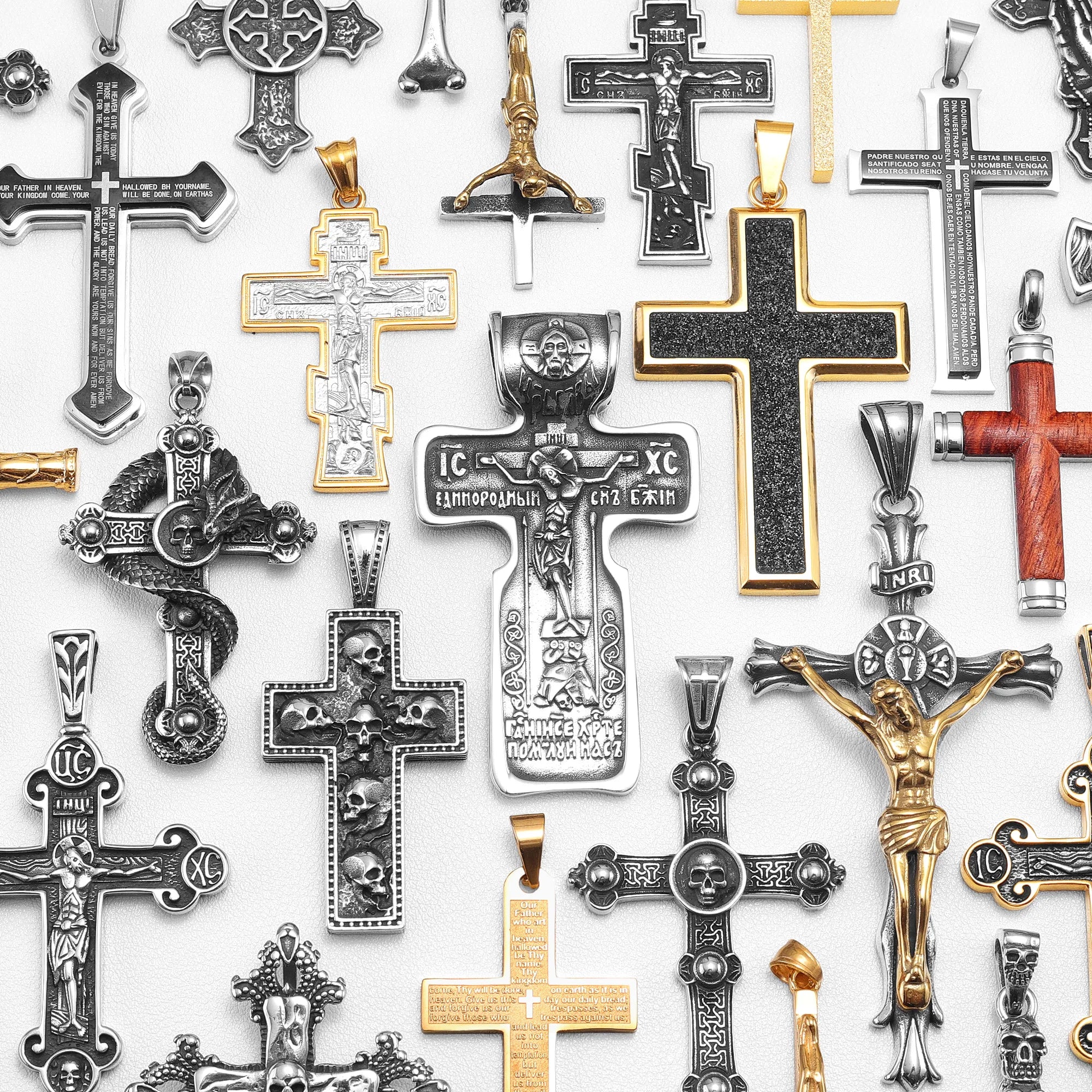 Religion Kreuz Halsketten 316L Edelstahl Männer Einfache Coole Kreuze Anhänger Kette Punk Rock Hiphop für Paar Schmuck Geschenk