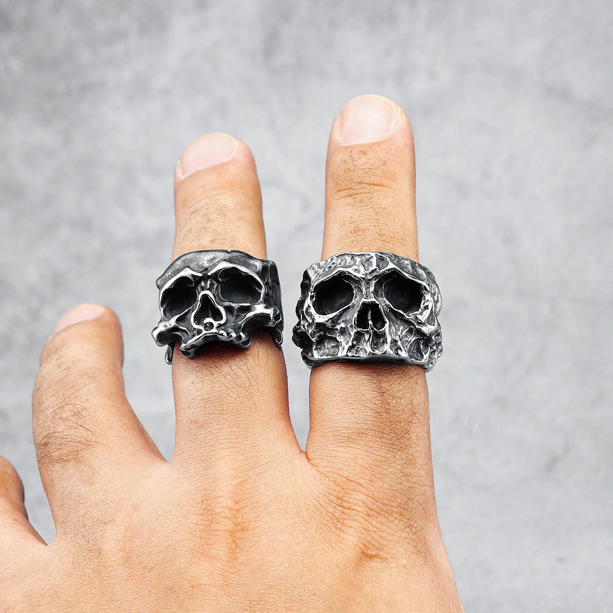 Cranium Broken Skull Ring 316L Stainless Steel Men Rings Hyperbolic Rock HipHop Party for Biker Male Boyfriend Jewelry Best Gift