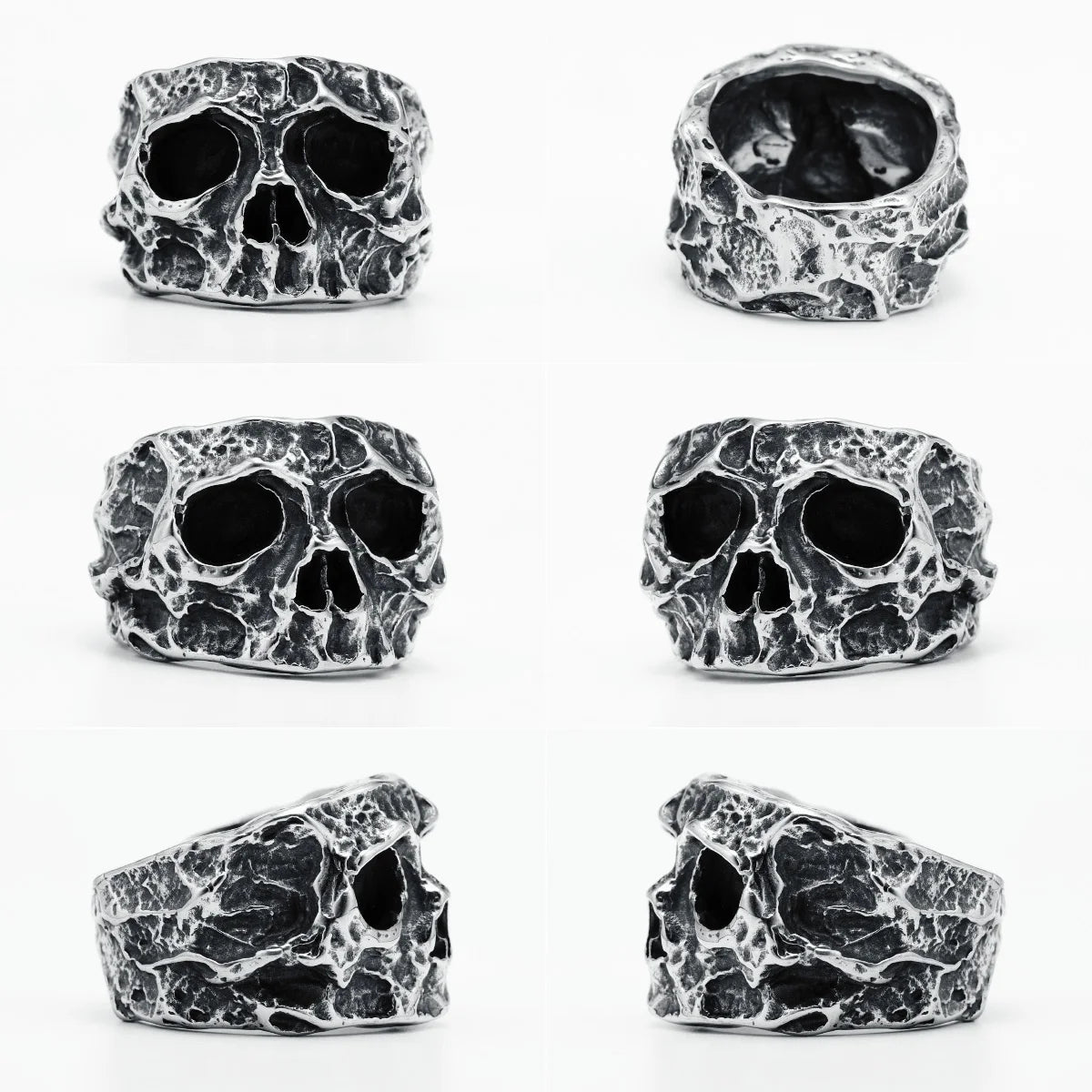 Cranium Broken Skull Ring 316L Stainless Steel Men Rings Hyperbolic Rock HipHop Party for Biker Male Boyfriend Jewelry Best Gift