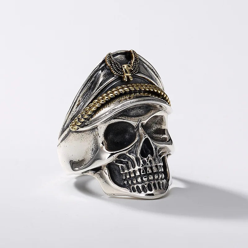 Vintage Navy Officer Skull Ring For Men
