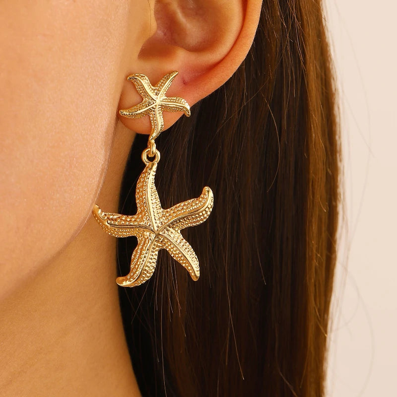 Seaside vacation retro minimalist ocean starfish earring pendant