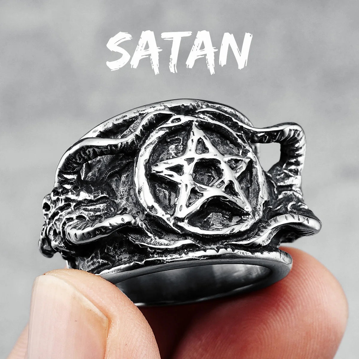 Satan Pentagramme Hommes Anneaux En Acier Inoxydable 316L Punk Enfer Rock Démon Rap Fête pour Motard Ami Masculin Bijoux Meilleur Cadeau En Gros