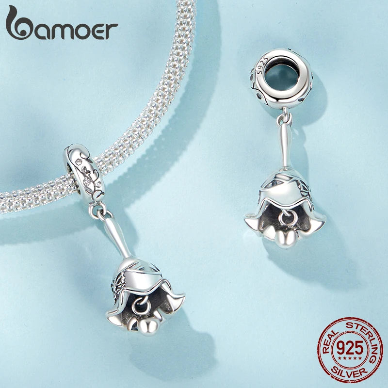 Pendentif cloche à main BAMOER en argent sterling 925 pour bracelet original, breloque Bamoer DIY pour la fabrication de bijoux, cadeau de Noël SCC2919