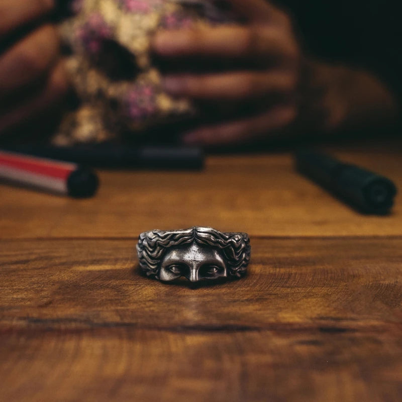 Anillo de cabeza de Jesús con creencias religiosas de latón vintage para hombres y mujeres, anillos de dedo de cobre puro retro 2023, joyería de moda, regalo