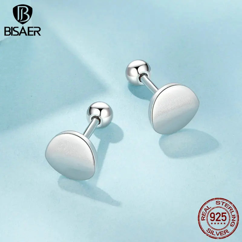 Boucles d'oreilles à tige rondes en argent sterling 925 BISAER, simples étoiles, plaquées or blanc pour femme et fille, bijoux fins, cadeau de fête