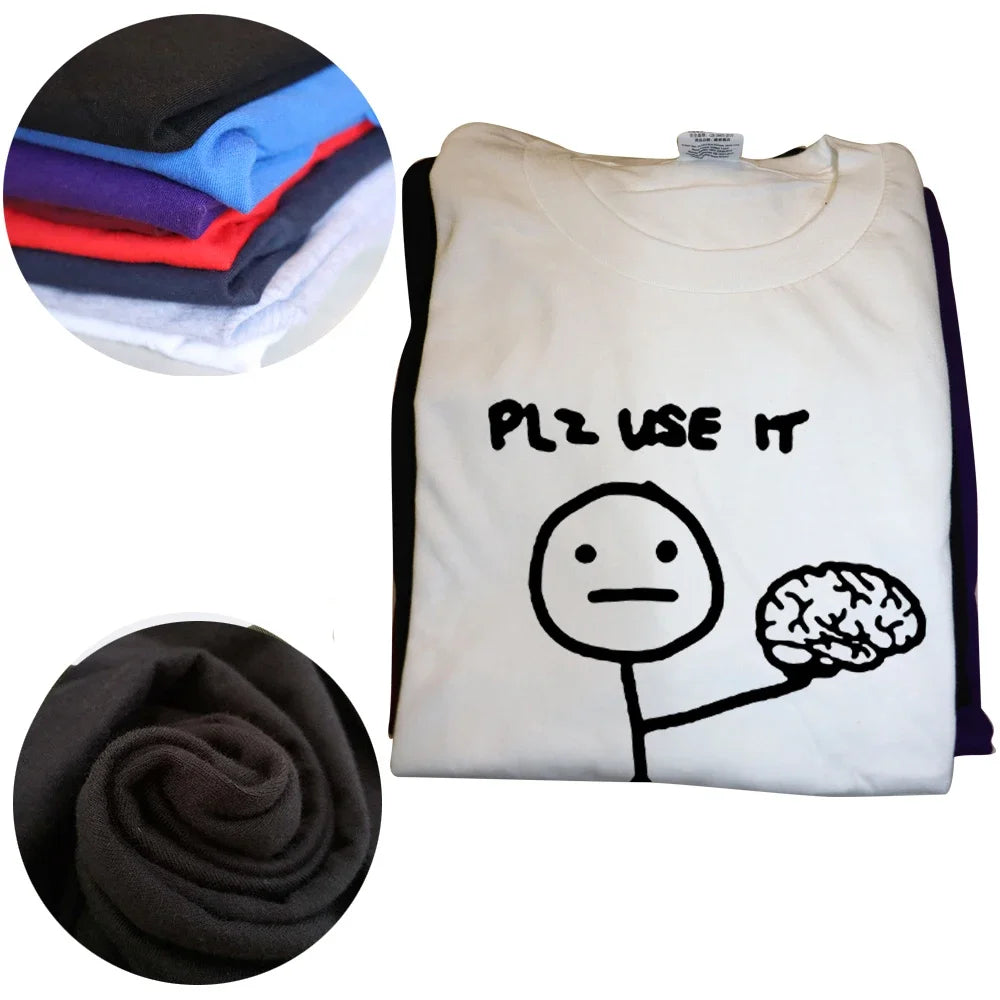 Lustiges T-Shirt mit Aufschrift „Please Use This Your Brain Sarcasm“, grafische Baumwolle, Streetwear, Kurzarm, Harajuku, Humor, Witz, Herren