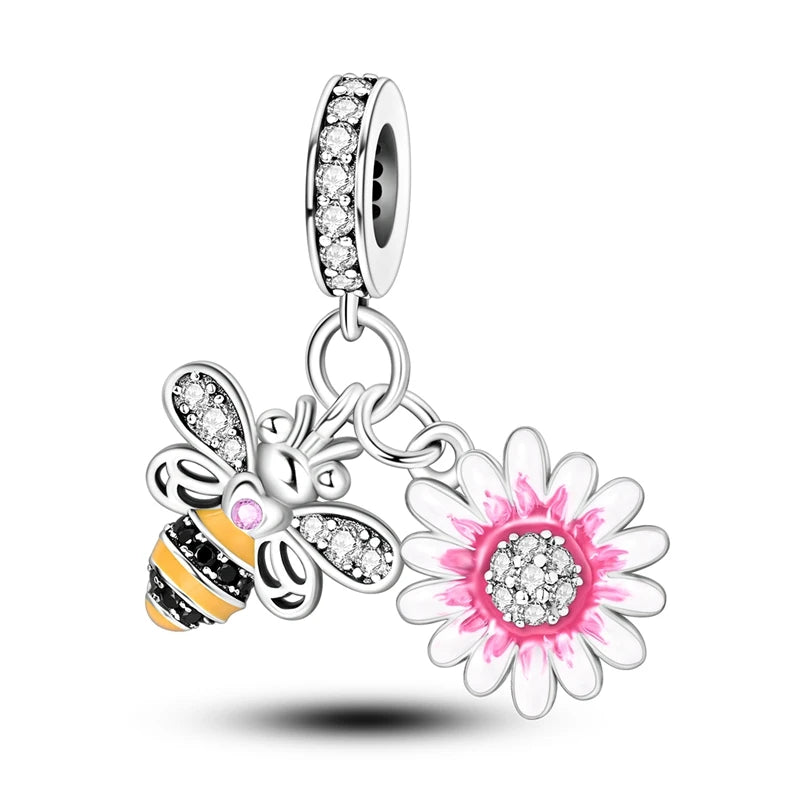 New 925 Sterling Silver Firefly Cat Animal Series Positioning Buckle DIY Fine beads Fit Original Pandora Charm Bracelet Jewelry