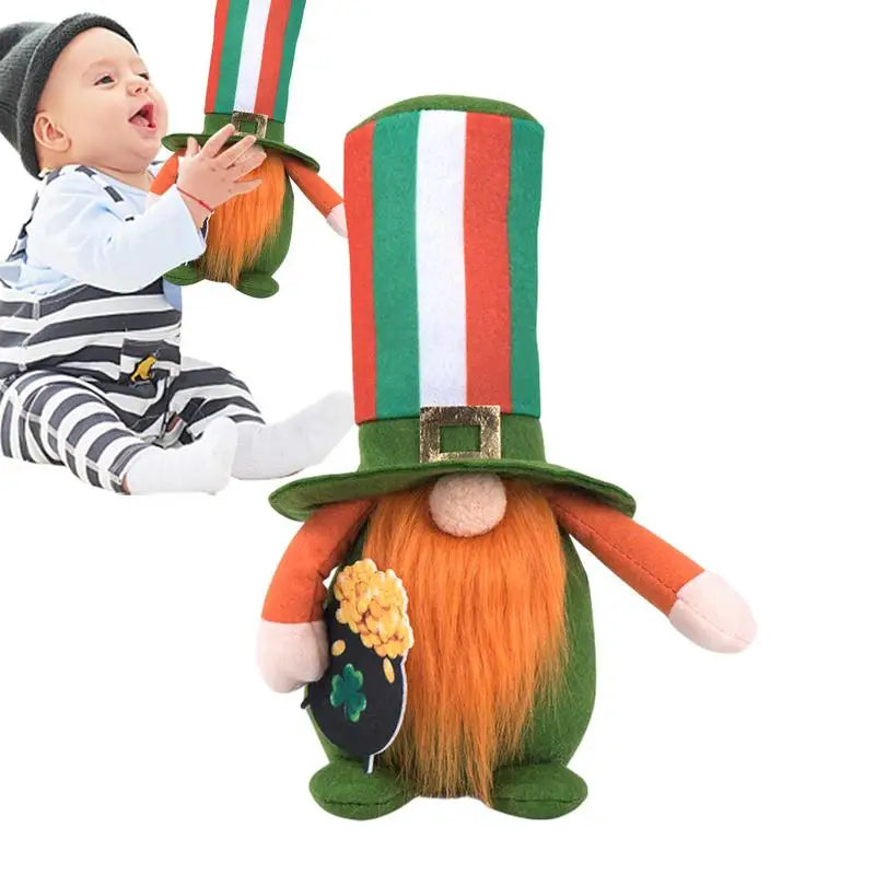 Gnomes de la Saint-Patrick en peluche lutin vert irlandais scandinave Nisse trèfle vert nain sans visage lutin en peluche plateau à plusieurs niveaux