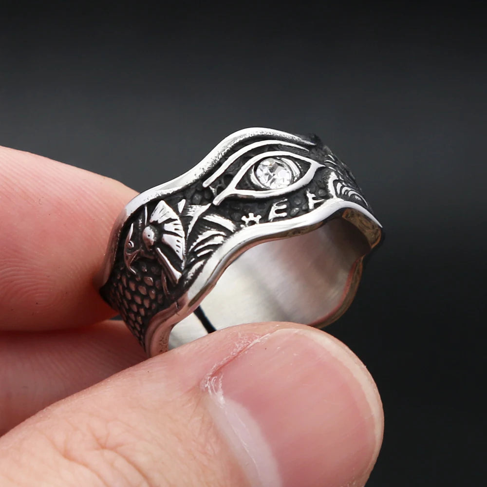 New Gothic Vintage Domineering Devils Eye Rings For Men Boys 316L Stainless Steel Fashion Opening Amulet Ring Biker Jewelry Gift