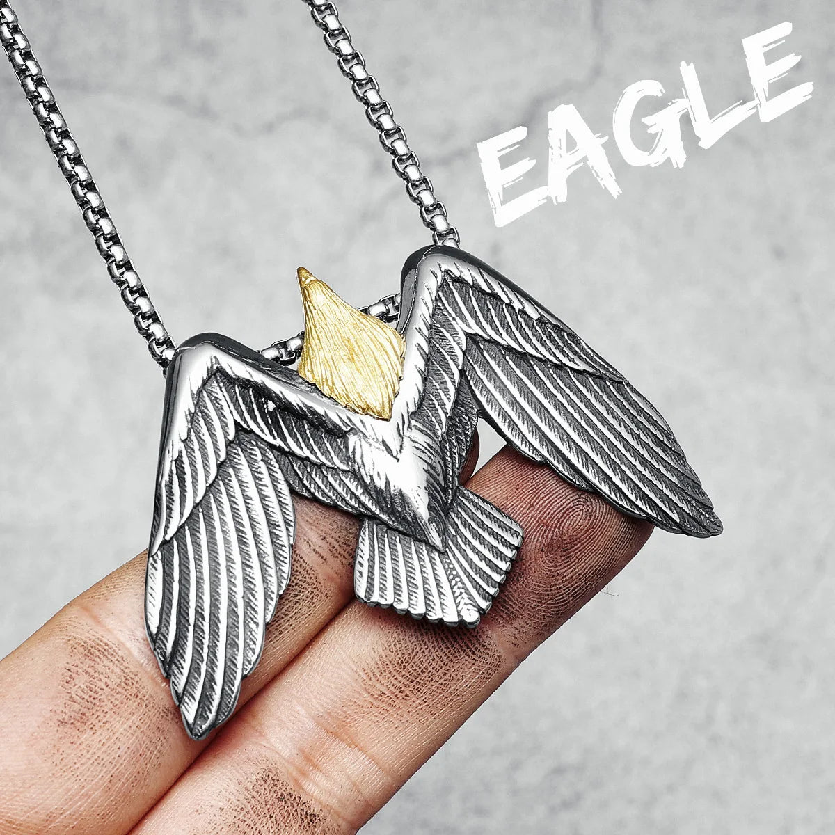 Flying Eagle Men Necklace 316L Stainless Steel Pendants Wild Hawk Wings Chain Rock Party for Friend Male Jewelry Special Gift