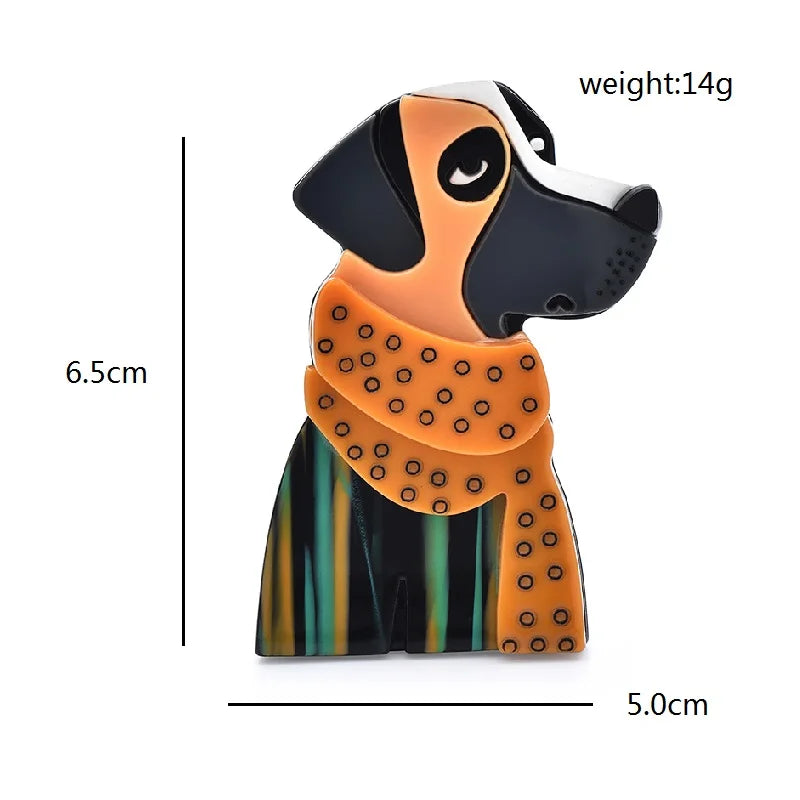 Wuli&baby Lovely Acrylic Dog Brooches For Women 2-color Wear Scarf Puppy Animal Party Casual Brooch Pins Gifts