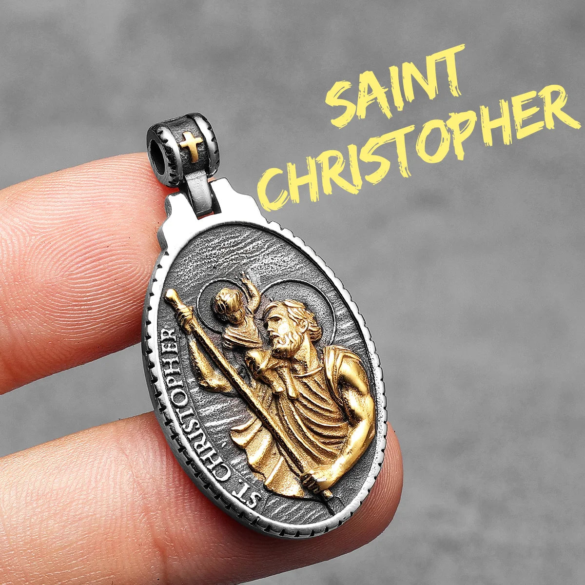 St Christopher Men Necklace 316L Stainless Steel Chain Pendant Traveler Amulet Prayer Hip Hop for Male Jewelry Gift Dropshipping