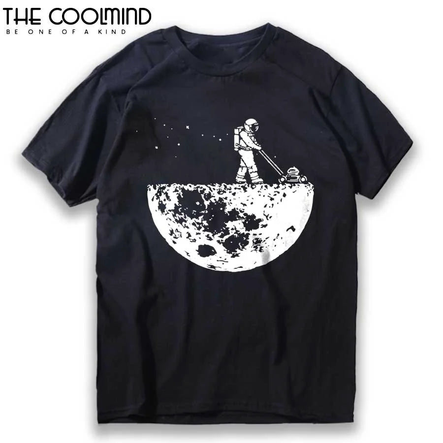 COOLMIND MO0118A Camiseta de manga corta informal de estilo urbano de verano 100 % algodón con cuello redondo para hombre, camiseta holgada y fresca para hombre