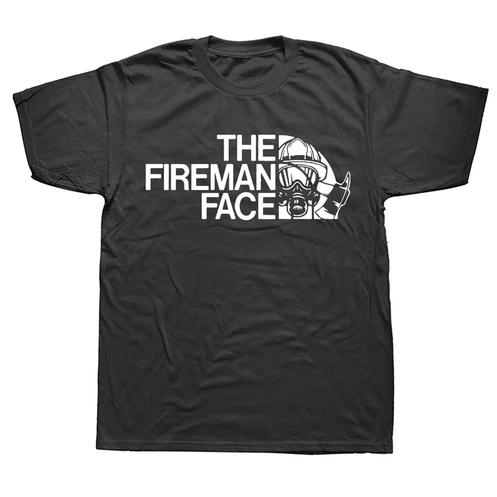 Lustiges T-Shirt mit dem Feuerwehrmann-Gesicht, Grafik, Baumwolle, Streetwear, Kurzarm, Feuerwehrmann-Geschenke, Sommer-Stil, T-Shirt, Herrenbekleidung