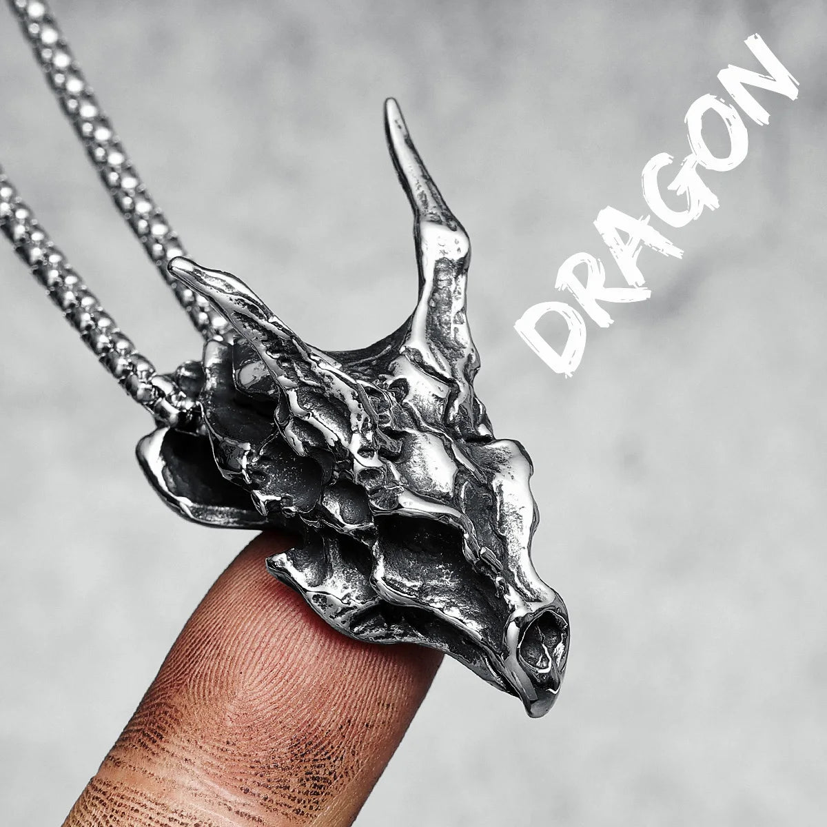 Collier avec pendentif en forme de crâne de dragon en acier inoxydable 316L, style rétro, squelette de dinosaure, chaîne rock punk pour homme, bijoux pour ami, meilleur cadeau