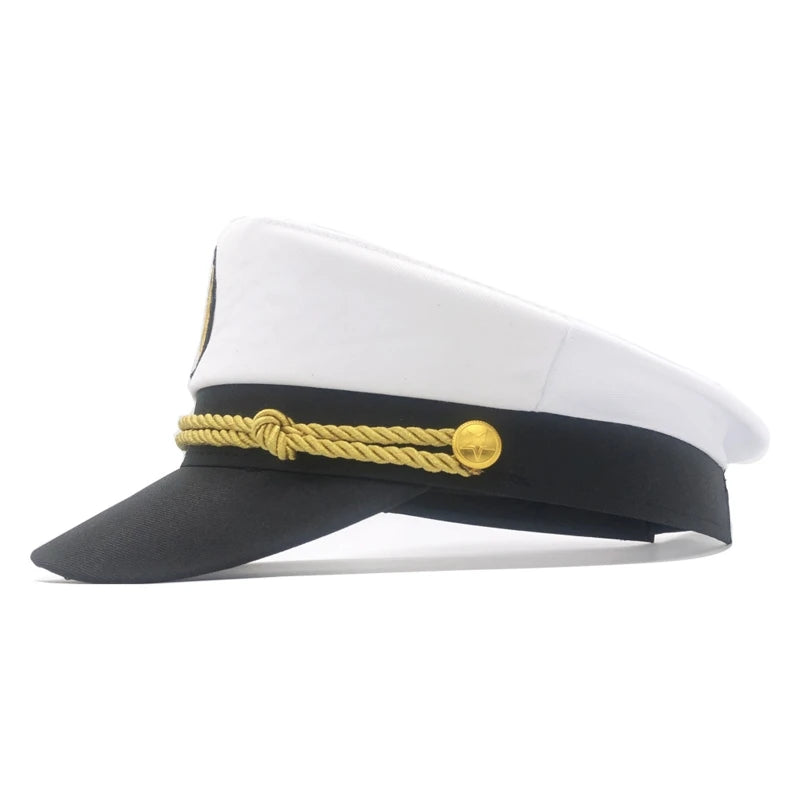 652F Chapeau de marine de la marine Chapeau de capitaine de yacht Costume de capitaine de marin Casquette de marin pour hommes Bonnet Chapeau d'amiral de la marine de la marine Robe formelle