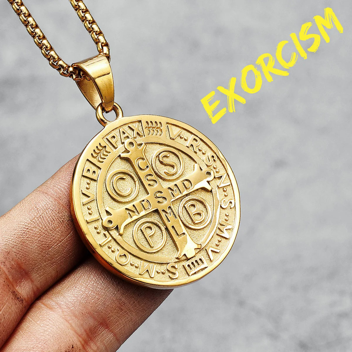 Exorcism Men Necklace CSPB Amulet 316L Stainless Steel Pendant Chain Religion Rock Punk Hip Hop for Male Jewelry Gift Wholesale