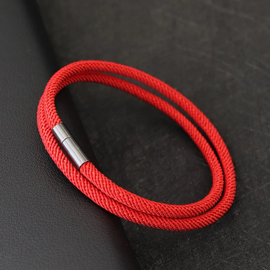 Noter New Arrival Mens Rope Bracelet 4mm Nylon Double Layer Lucky Thread Braclet Nickel Black Detachable Buckle Gift For Him