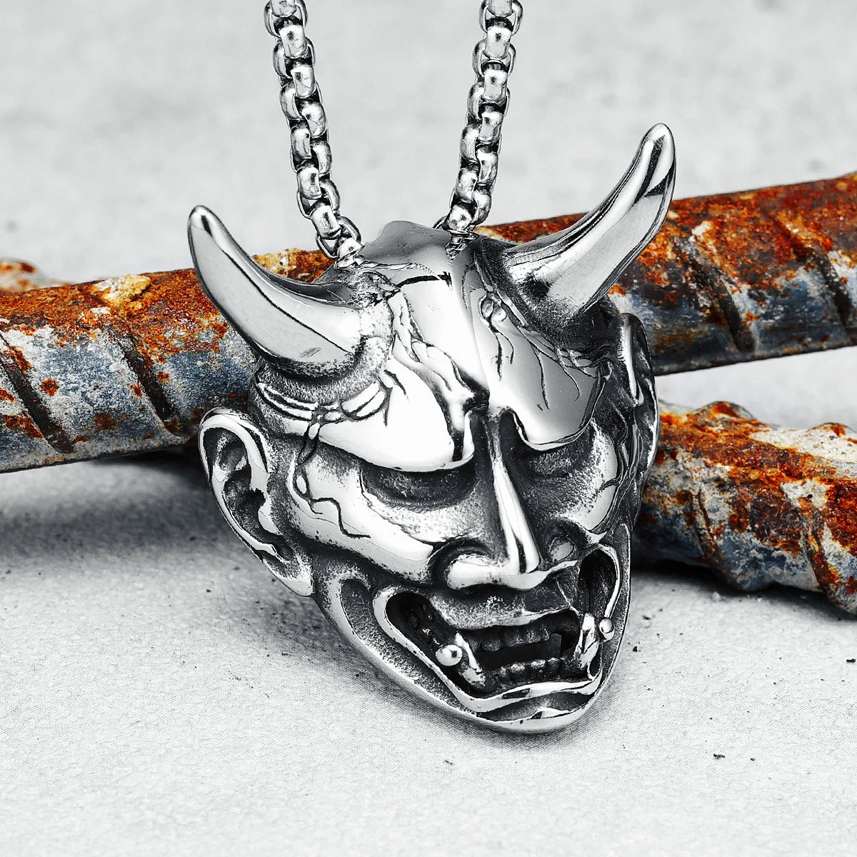 316L Stainless Steel Men Necklace Bushido Retro Prajna Warrior Pendant Chain Rock Punk for Biker Male Jewelry Gift Dropshipping