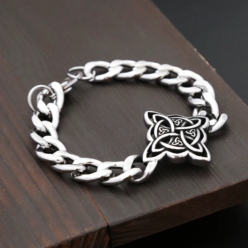 New Vintage Stainless Steel Witch Knot Chain Bracelets For Men Women Fashion Vikings Celtic Knot Bracelet Charm Amulet Jewelry