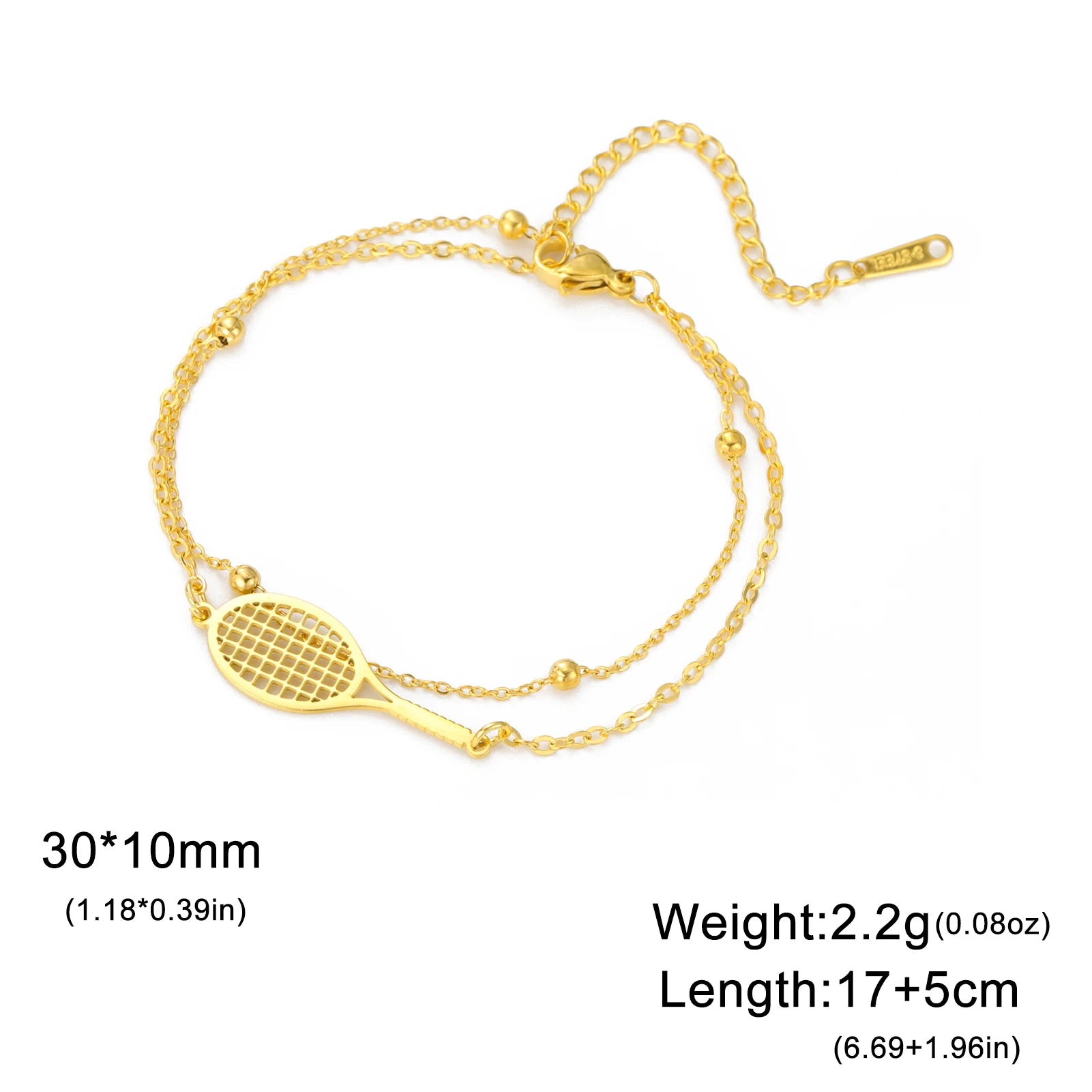 Dreamtimes Tennis Badminton Racket Stainless Steel Bracelet Jewelry Women Sport Couple Bracelets Girlfriend Men Friend Gift