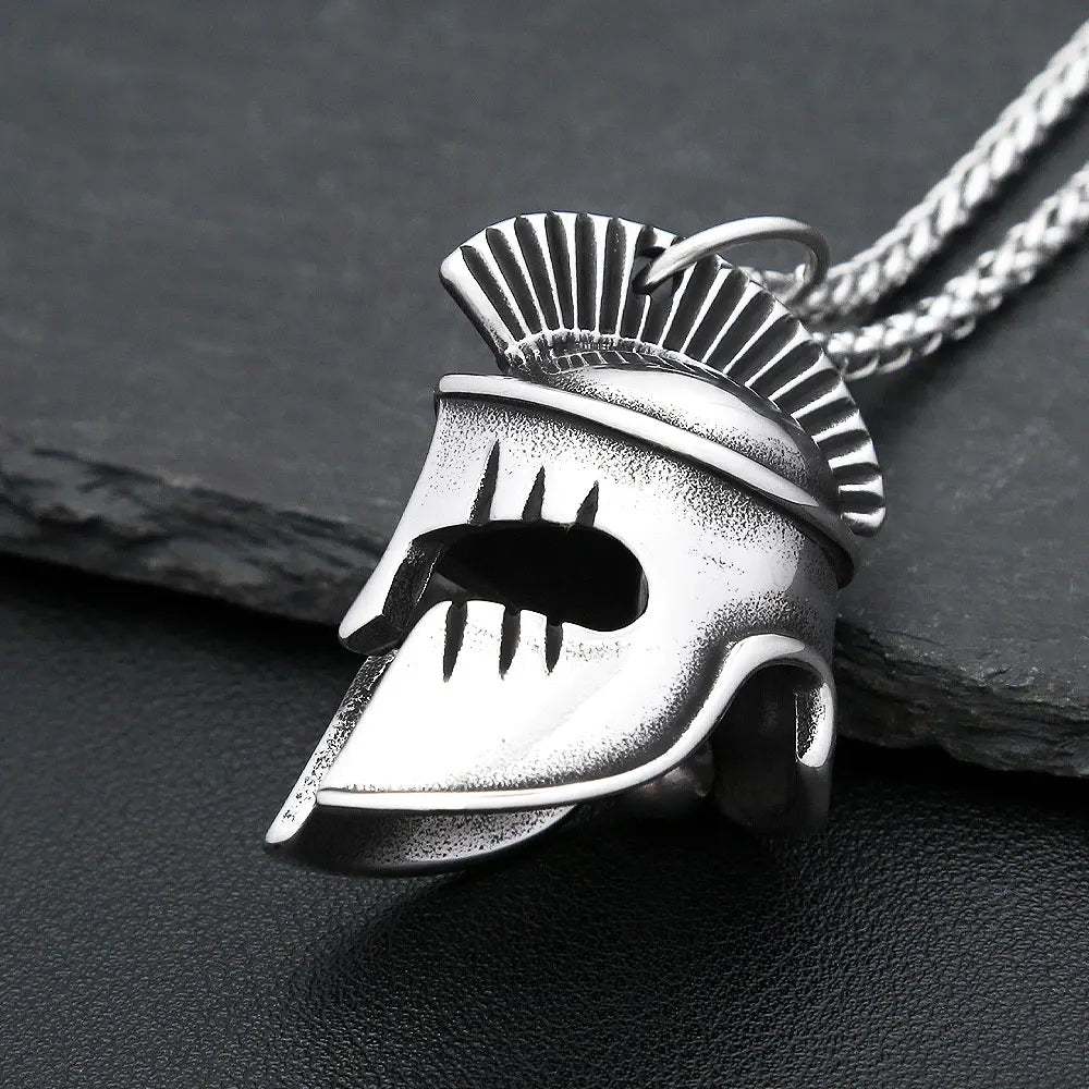 New Vintage Spartan Helmet Pendant Necklace Stainless Steel Punk Rock Warrior Helmet Bell Necklaces For Men Fashion Jewelry Gift