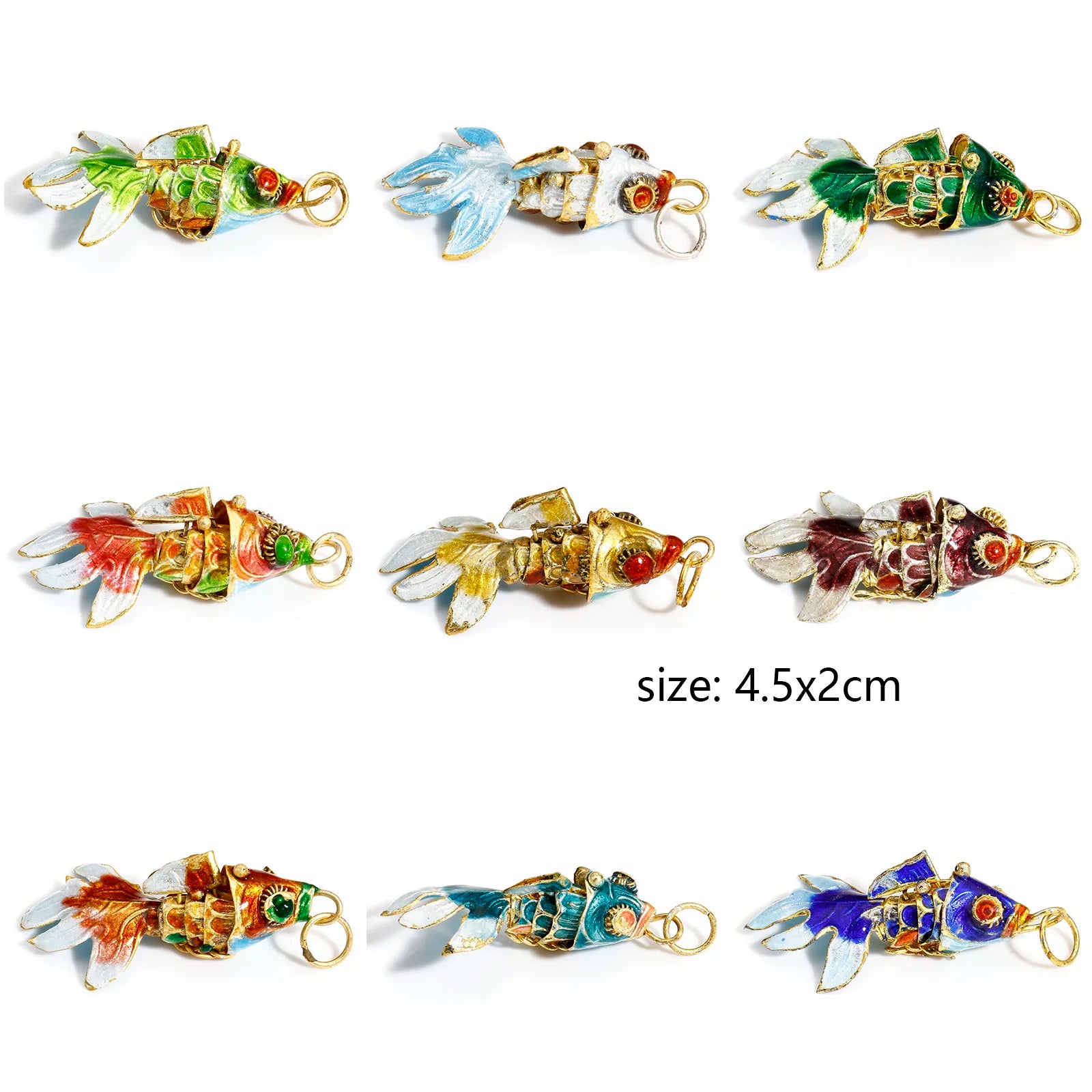 1pc Copper 3D Fish Charms Movable Pendants Multicolor Gold Plated Ocean Jewelry Charms For Diy Necklace Bracelet Making Supplies