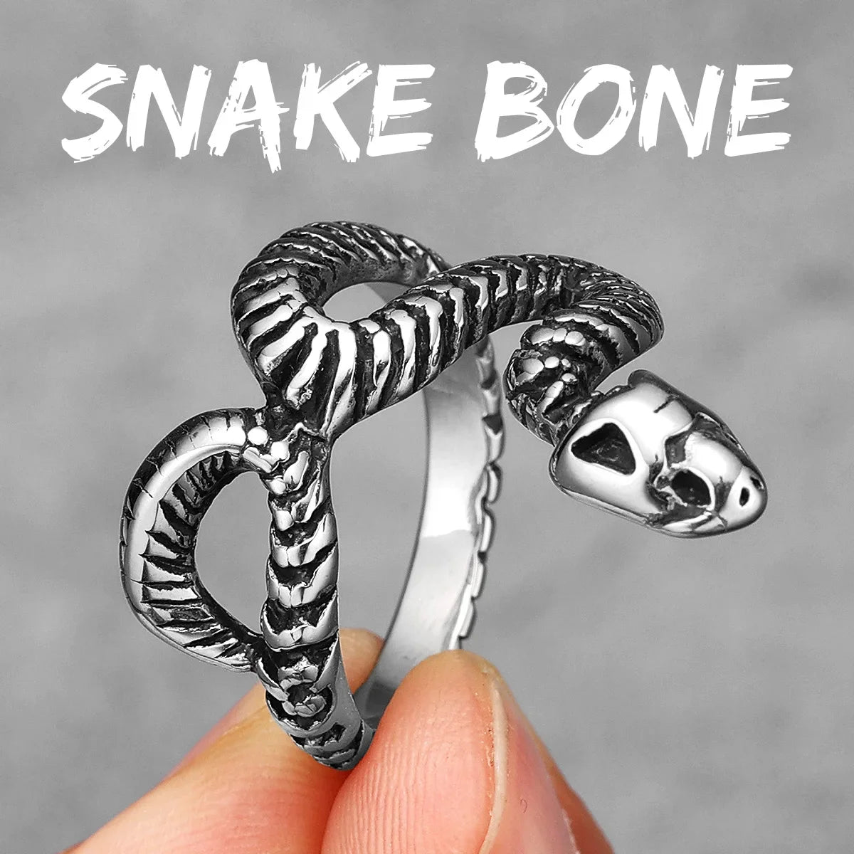 Poisonous Snake Ring 316L Stainless Steel Men Rings Rock Punk Vintage for Male Rider Jewelry Accessories Best Gift Dropshipping