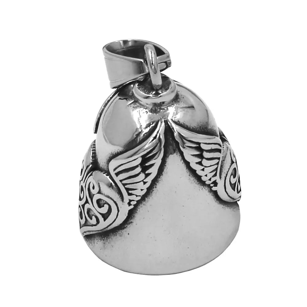 Fashion Black Wings Heart Bell Pendant Stainless Steel Charm Biker Jewelry Men Pendant Christmas Gift SWP0656A