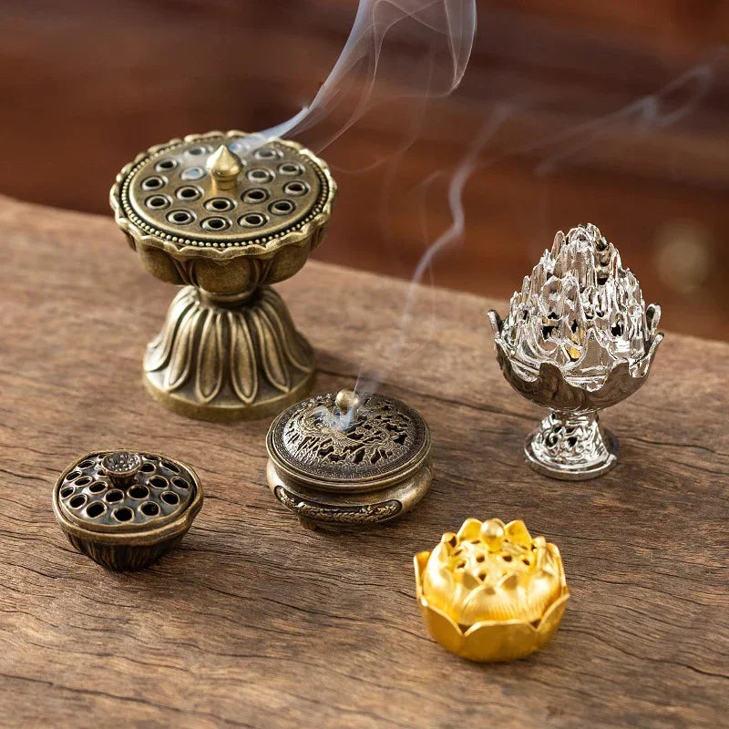 1PC Retro opper Incense Burner Twelve Zodiac Signs Burner Brass Incense Holder With Cover Sandalwood Cense Buddhism Home Decor