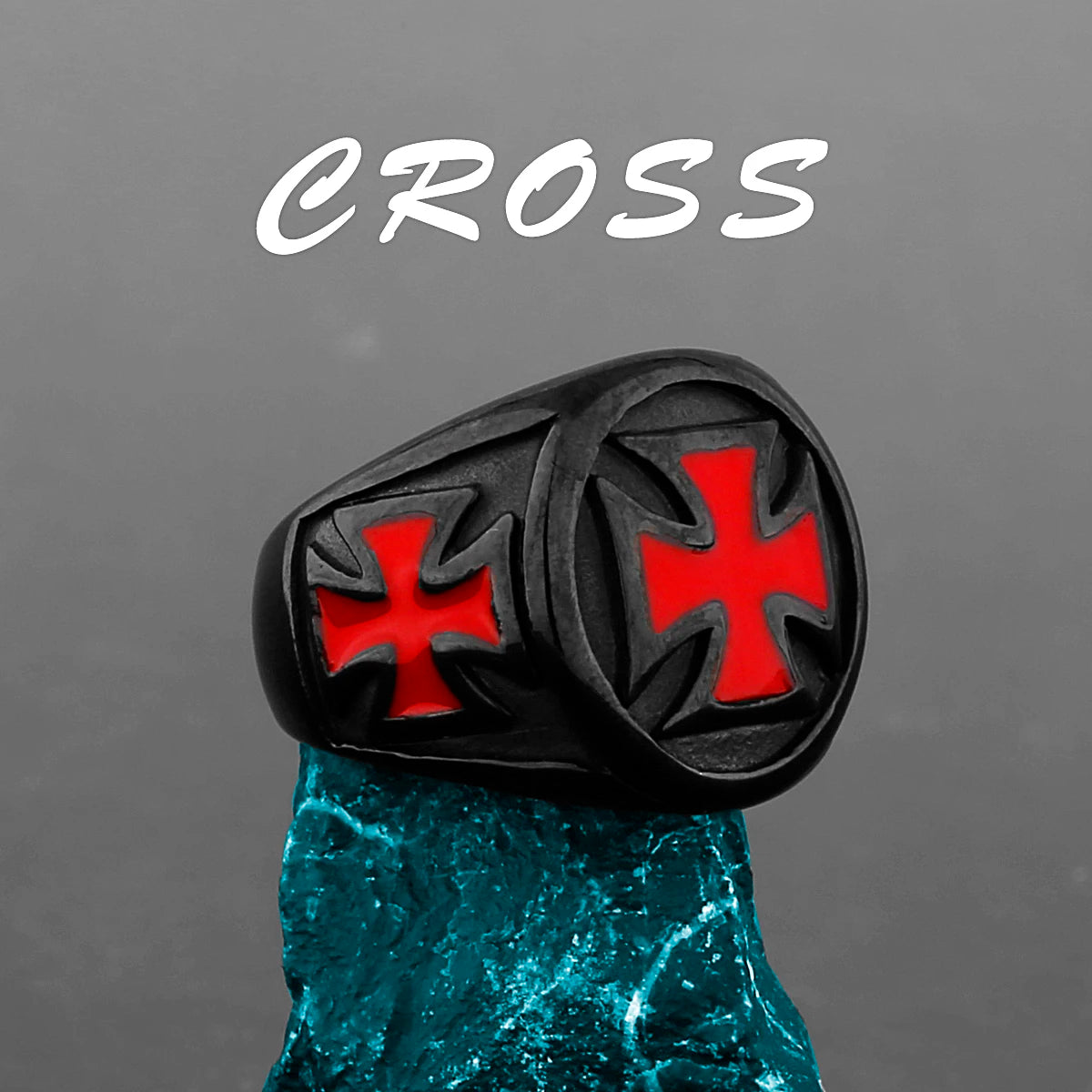 Bague unisexe en acier inoxydable avec croix chrétienne catholique et amulette de foi biblique, bijoux multi-styles, cadeau créatif, vente en gros