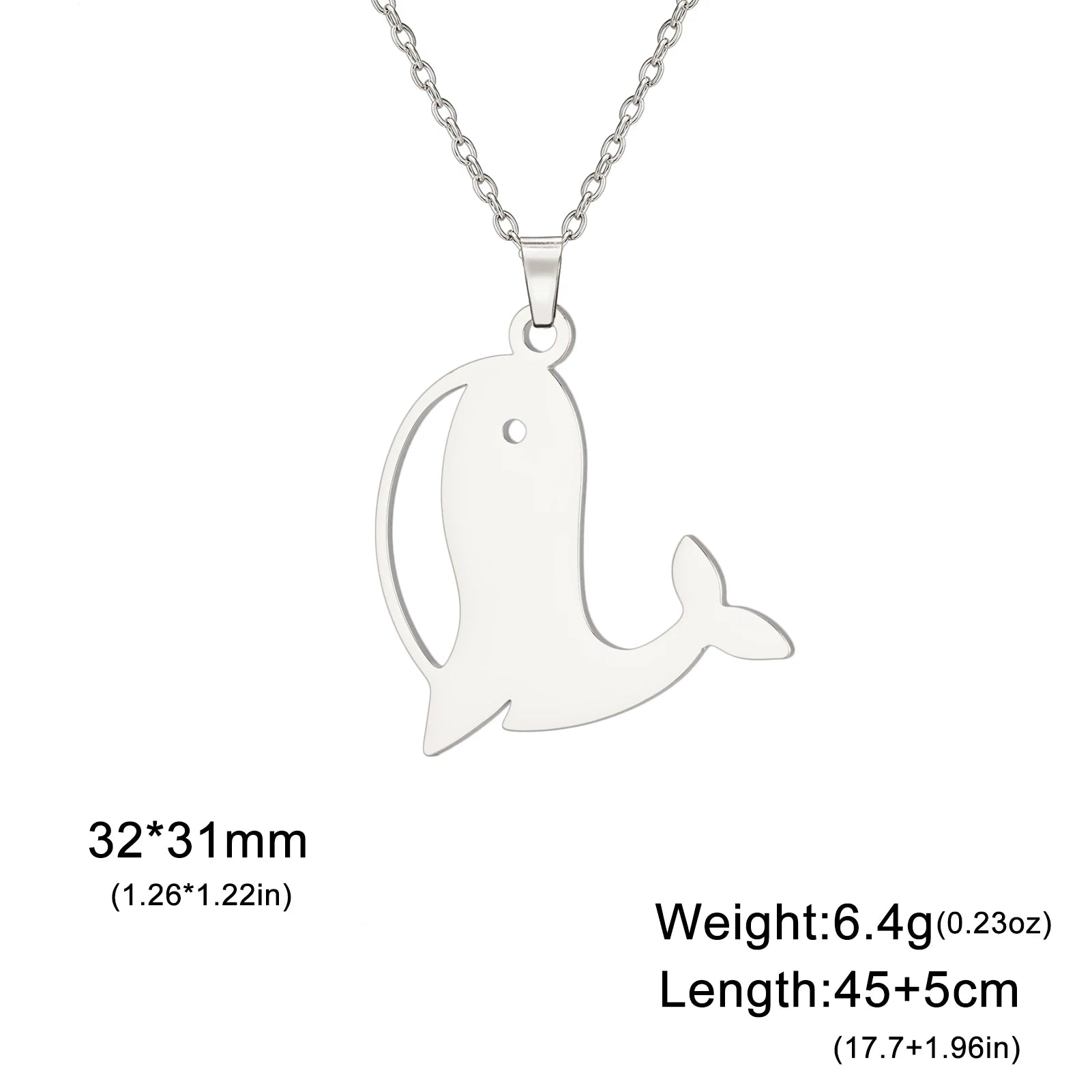 Cazador Big Whale Pendant Women's Stainless Steel Necklace Sea Animal Neck Chain Gift Jewelry Trendy Christmas Gift 2024 New