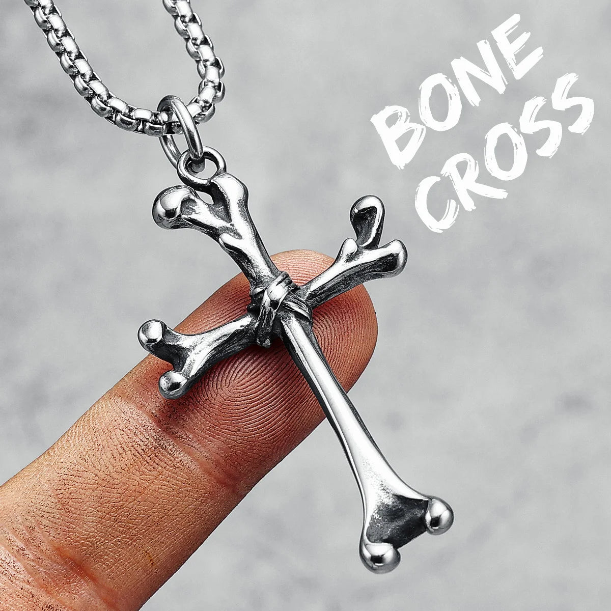 Bones Cross Men Necklace Creative Skeleton 316L Stainless Steel Pendant Chain Religion Rock Punk Rap for Biker Male Jewelry Gift