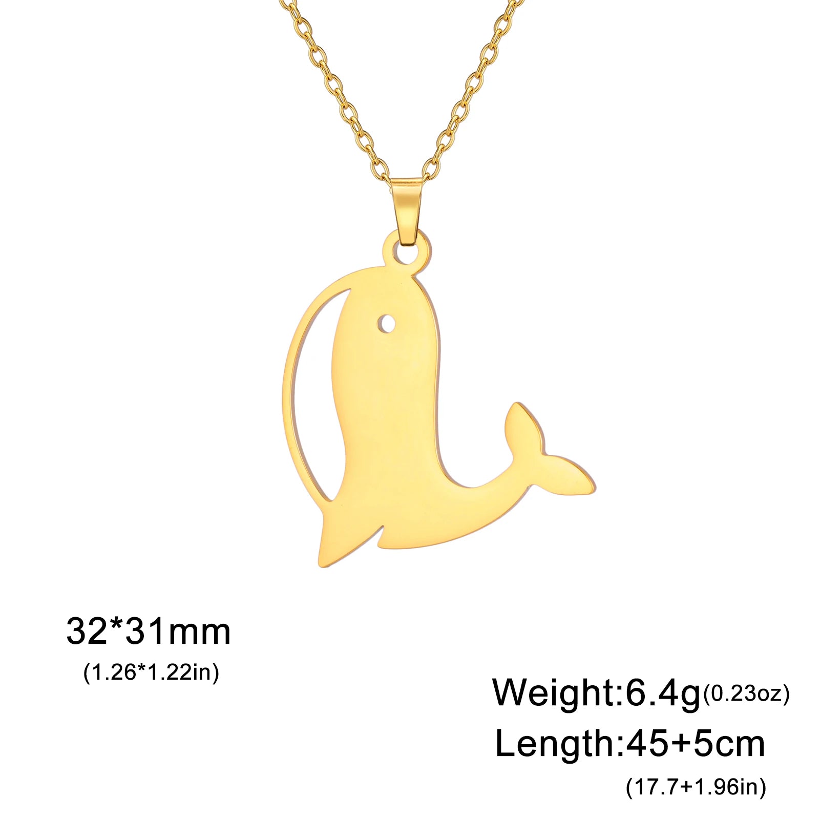 Cazador Big Whale Pendant Women's Stainless Steel Necklace Sea Animal Neck Chain Gift Jewelry Trendy Christmas Gift 2024 New