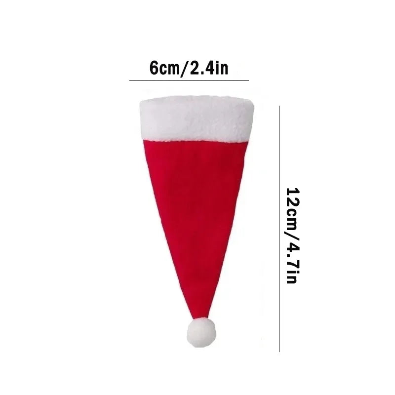 Merry Christmas 2023 Christmas Tableware Bag Holder Christmas Hat Fork Knife Cutlery Bag Christmas Decorations for Home