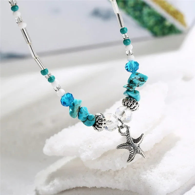 Fashion Starfish Beads Anklet Beach Chain Bracelet Ankle Jewelry for Women