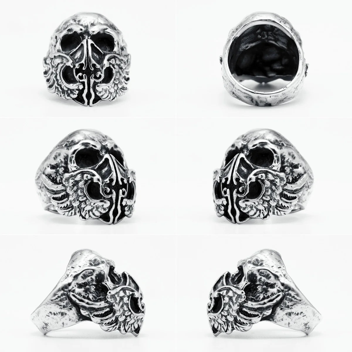 Mask Skull Men Rings 316L Stainless Steel Skeleton Wings Rock Punk Rap HipHop for Biker Rider Male Boyfriend Jewelry Best Gift