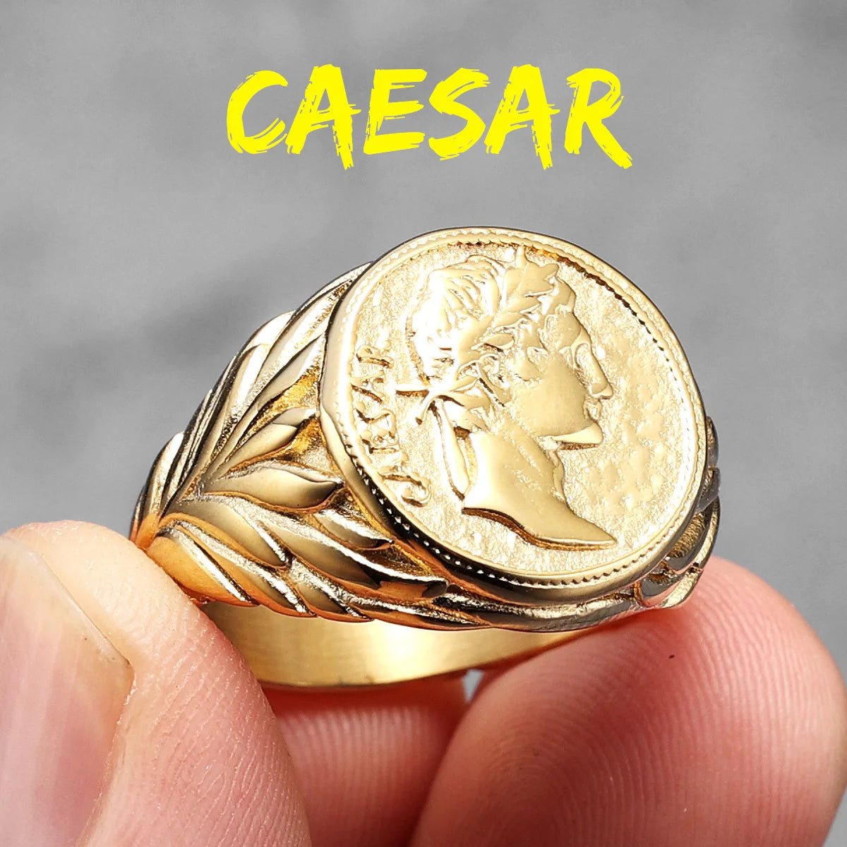 Caesar Face Ring 316L Stainless Steel Men Rings Victory Roma Statue Punk Rock for Male Biker Boyfriend Jewelry Gift Dropshipping