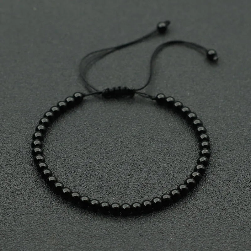 New In Macrame Bracelet Men Women Adjustable 4mm Braclet Beads Natural Lava Tiger Eyes Braslet Boyfriend Festival Accessories