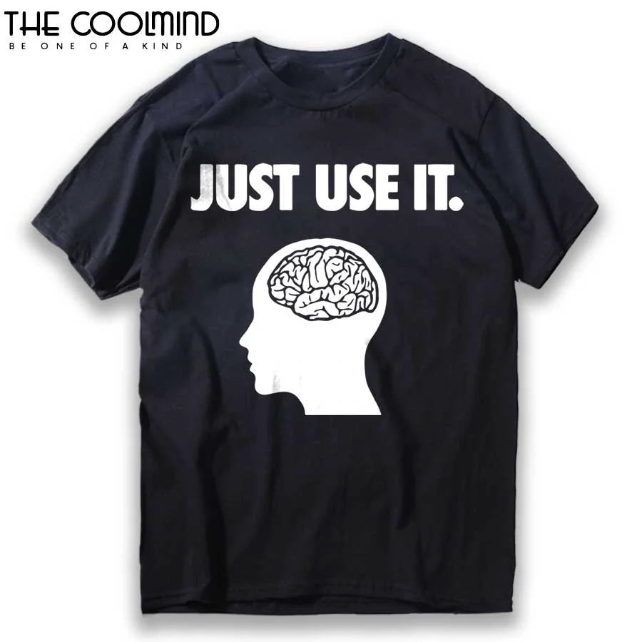 COOLMIND 100% Cotton Short Sleeve Men T Shirt Casual Just Use It Funny o-neck Tshirt Loose Men T-shirt Tops Tee Shirts