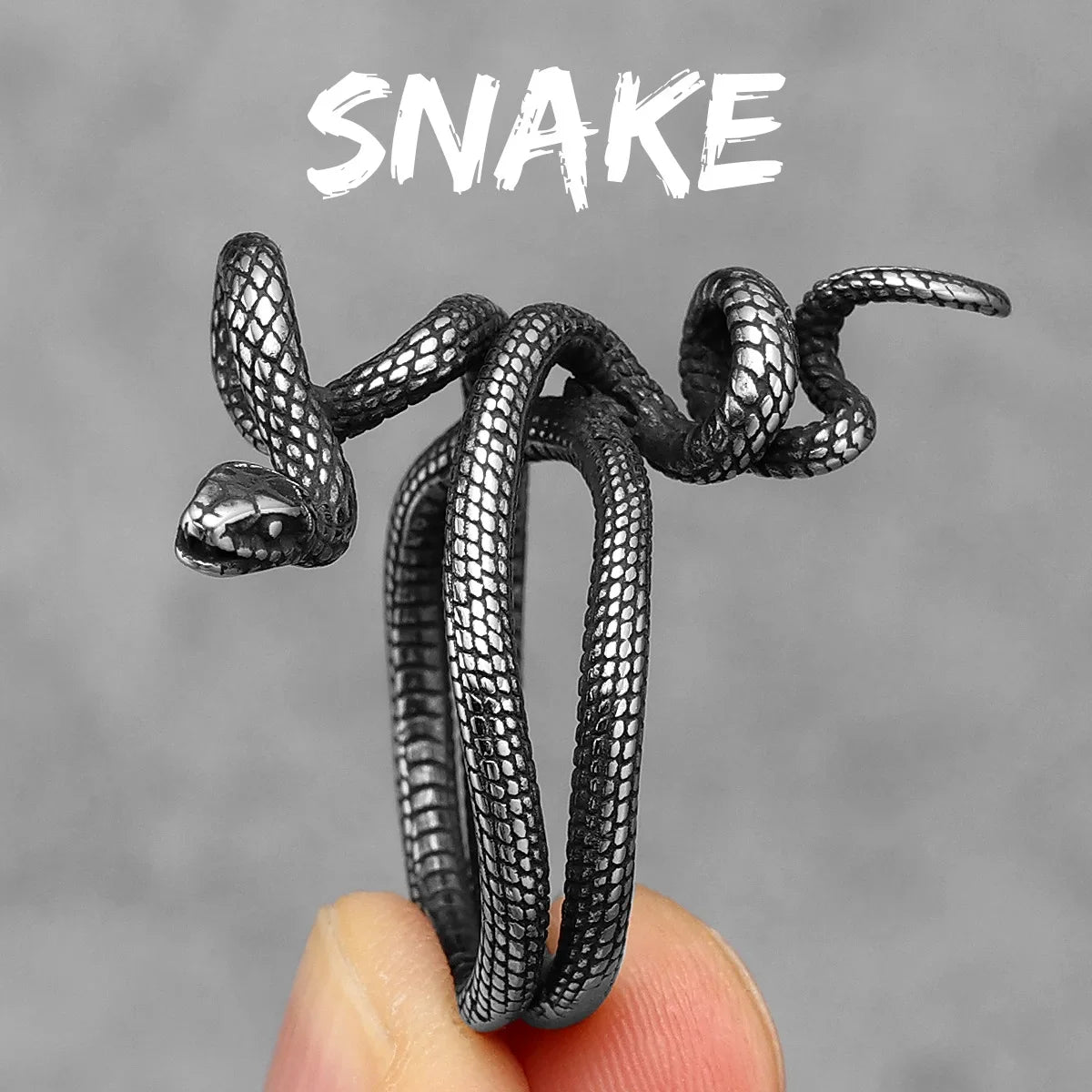 Poisonous Snake Ring 316L Stainless Steel Men Rings Rock Punk Vintage for Male Rider Jewelry Accessories Best Gift Dropshipping