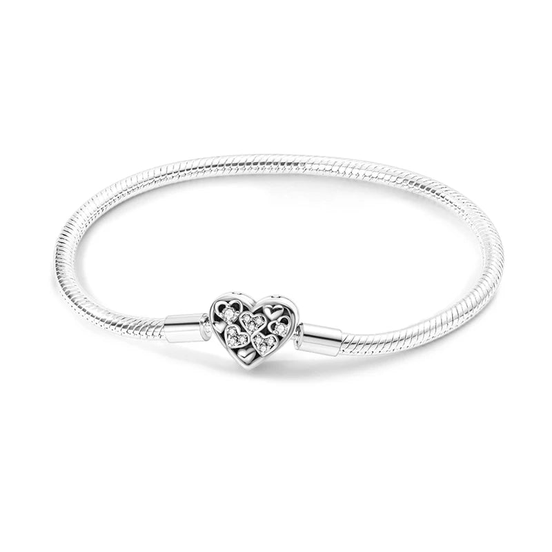 Pulsera original apta para pulseras con forma de corazón, mariposa, árbol de la vida familiar, abalorios de plata 925 DIY, pulseras de moda para mujer, joyería